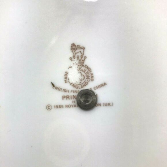 1985 Royal Doulton Princeton Serving Plate Tray Metal Handle White Blue Gold - Picture 3 of 9